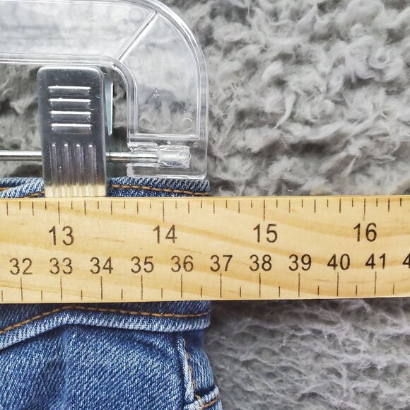 Levis Jeans Womens 28 Blue Wedgie Straight Stretch Button Fly Frayed Hem - Picture 8 of 14